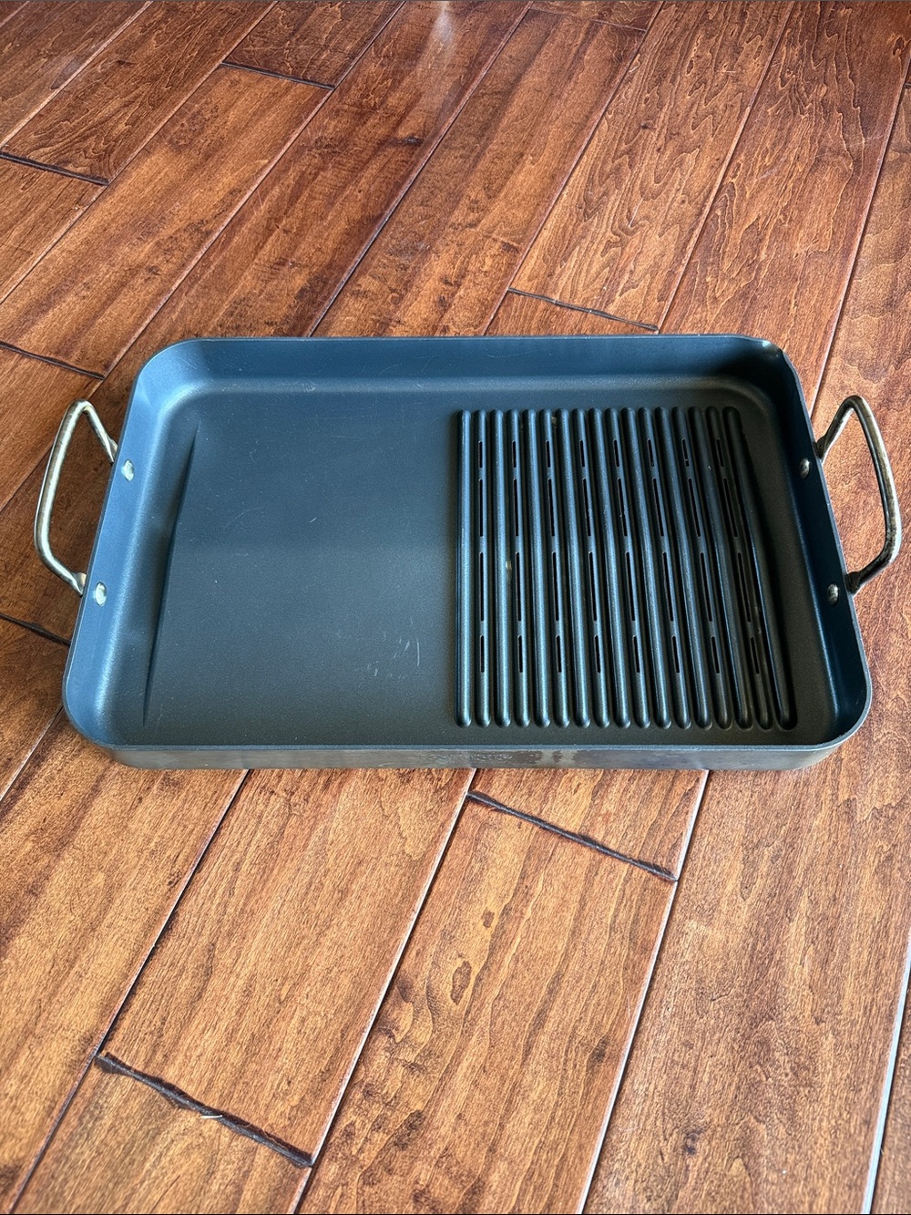 Technique Grill Pan Hard Anodized Nonstick Outdoor BBQ Tray w/ Handles 18x12"